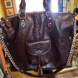 Beautiful Dark Cherry Brown Italian Leather Handbag